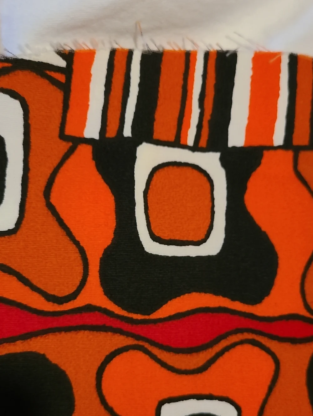 Geometric Fabric Red Brown Orange Yellow White